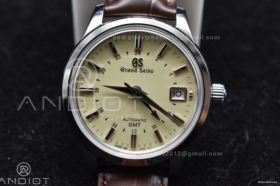 886 Leather Strap GSF 1:1 GMT Seiko NH Elegance Dial on SS Grand Brown Best Cream Reliable Edition 0710